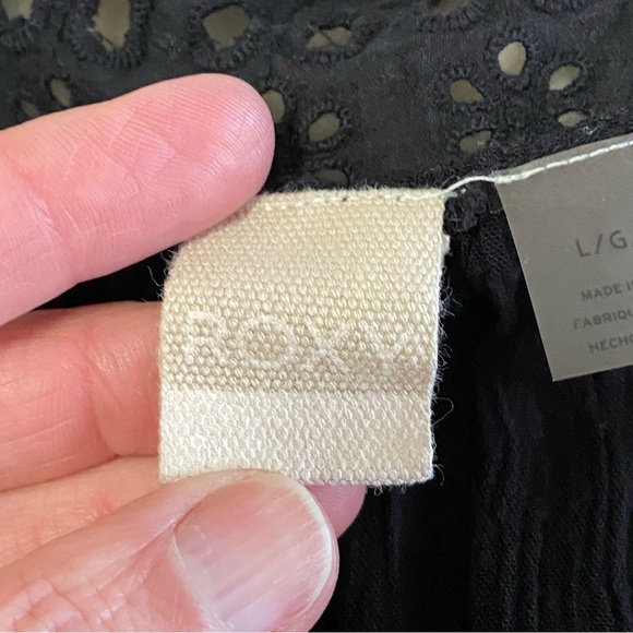 ROXY / Black Gauze Slip Dress Mini Size L Crochet Lace - Picture 3 of 15